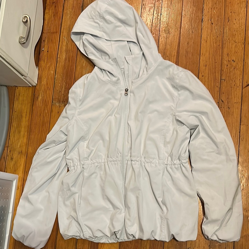Light Colored Hooded Jacket-Softstreme Cinch-Waist Full-Zip Jacket